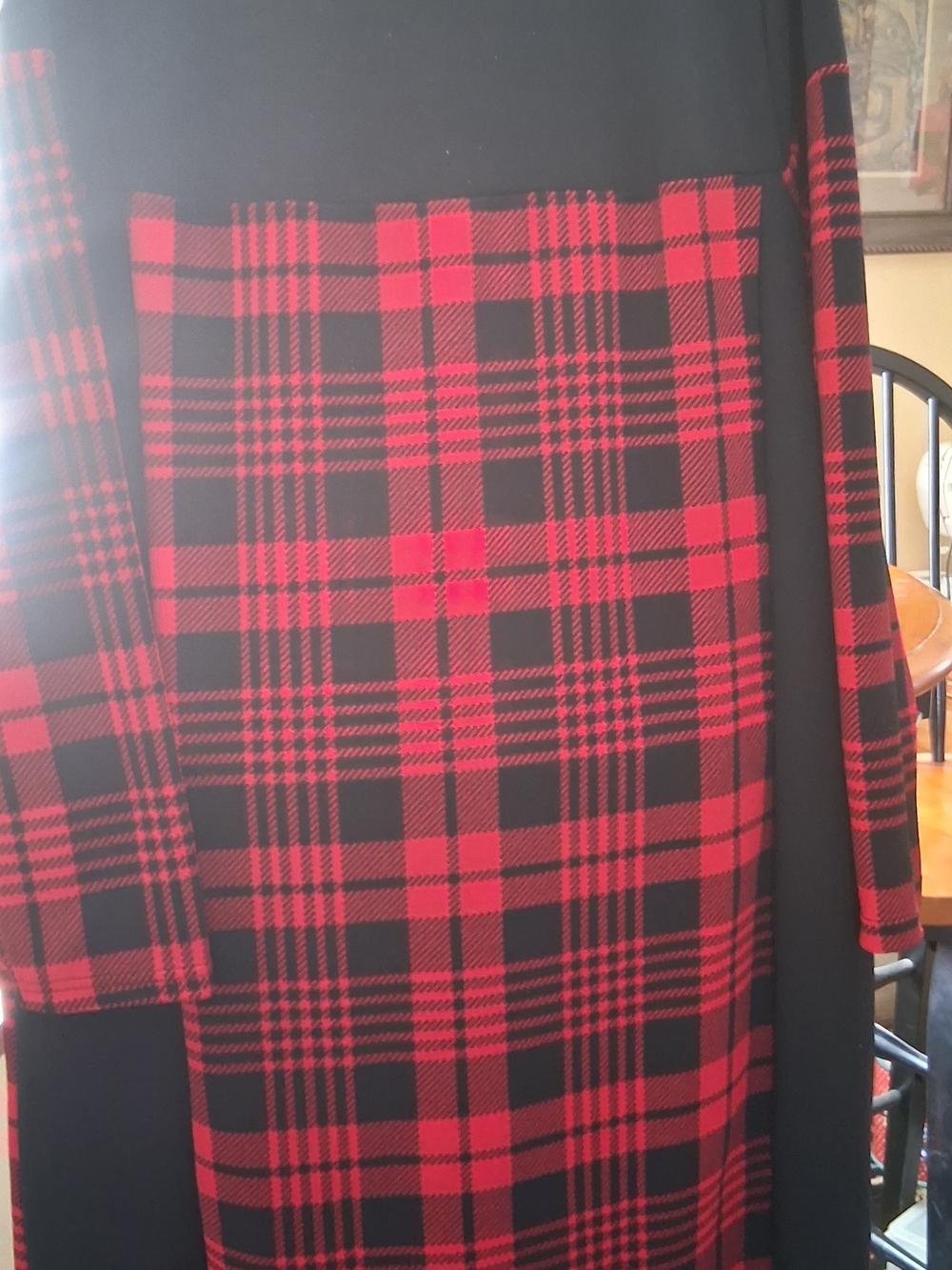 SHEIN Red and Black Plaid Long Sleeve Dress